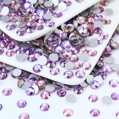Briskbloom 1440pcs Premium Air Violet Glass Flatback Rhinestones