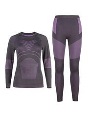 Women's Purple Underwear Ski Equipment Quick-Drying Wicking Function Underwear Set