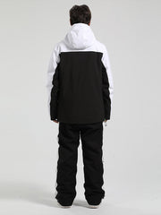 Men's Reflective Letter Block Snowboard Jacket And Pants Set