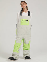 Women's Couples Style Colorblock Tooling Snow Bib Pants Windproof Waterproof Wear-Resistant Ski Pants