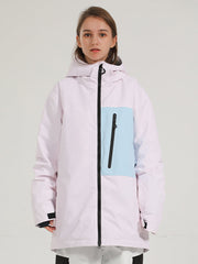 Women's Winter Single Board Double Board Windproof Waterproof Color Patchwork Ski Jacket Couples Snowwear