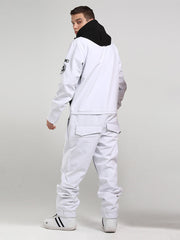 Men's White 15K Waterproof Winter One Piece Snowboard Suits