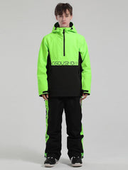 Men's Reflective Letter Block Snowboard Jacket And Pants Set