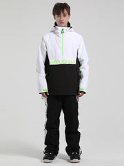 Men's Reflective Letter Block Snowboard Jacket And Pants Set
