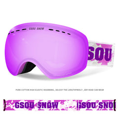 Adult Purple Ski Goggles Over Glasses Ski Snowboard Goggles