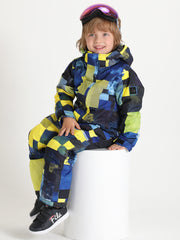 Yellow Plaid Kids Waterproof Windproof Winter One Piece Snowboard Suit