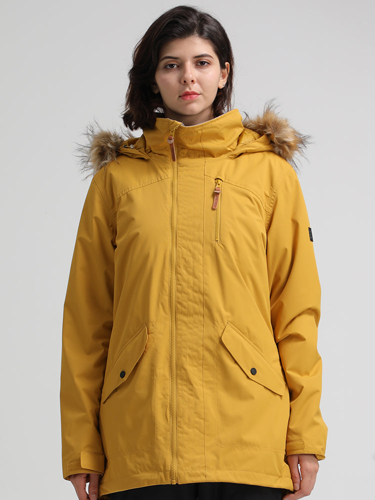 Women's Yellow Ski/Snowboard Jackets 100% Polyester Windproof, Wearable, Waterproof, Breathable, Thermal / Warm
