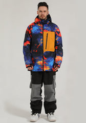 Men's Snow Suits Couples Color-blocking Outdoor Windproof Waterproof Warm Ski Suits