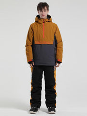 Men's Reflective Letter Block Snowboard Jacket And Pants Set