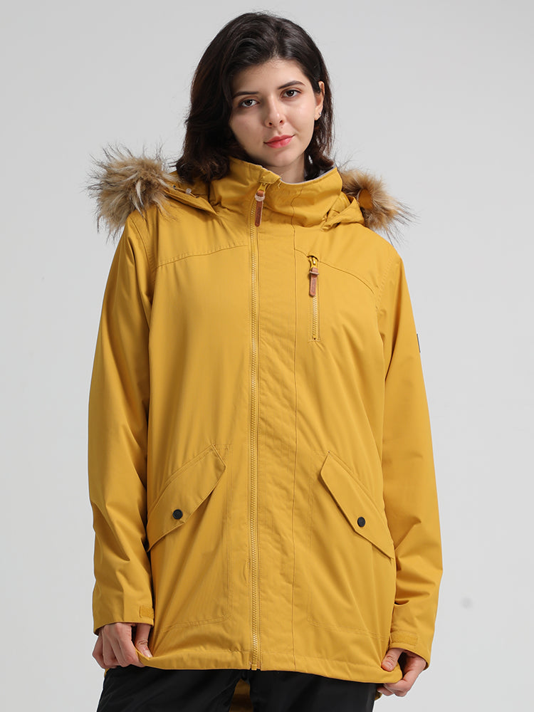 Women's Yellow Ski/Snowboard Jackets 100% Polyester Windproof, Wearable, Waterproof, Breathable, Thermal / Warm