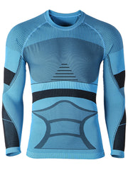 Men's Winter Blue Ski Thermal Underwear Set Quick-Drying