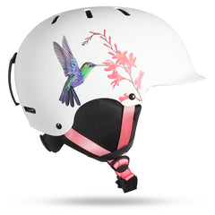Adult Hummingbird Print Lightweight Integrated Eps Ski Snowboard Helmet