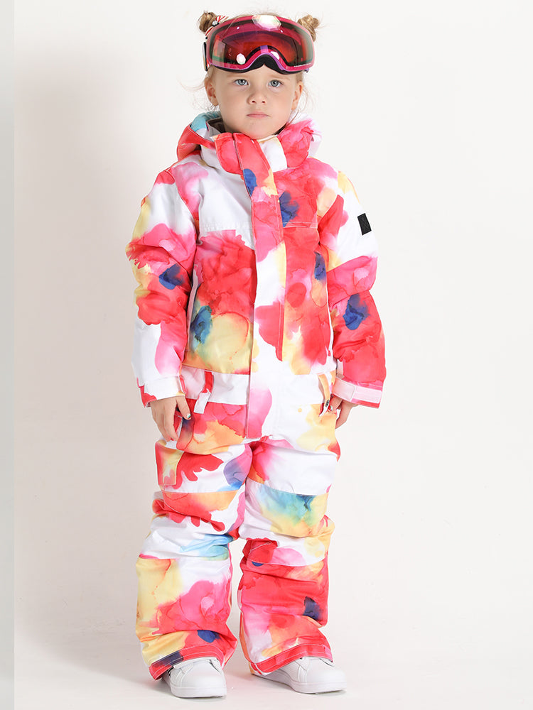 Colorful Cloud Kids One Piece Snowboard Suit Waterproof Windproof Ski Suit