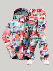 Women's Ski Suits Camo Snowboard Jacket Pants Sets
