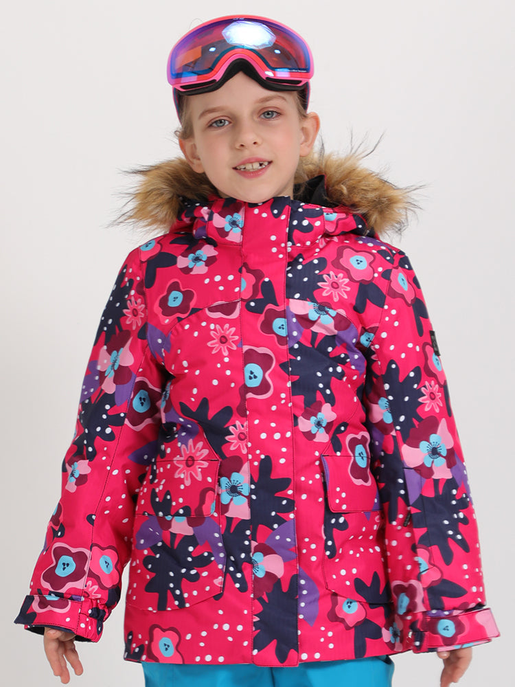 20K Waterproof Windproof Kids Boys & Girls Floral Snowboard Jacket