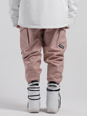 Men's Pink Waterproof Warm Loose Thin Breathable And Wear-Resistant Hip-Hop Double-Board Snowboard Pants