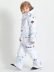Kid's White One Piece Snowboard Suit