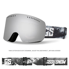 Adult Silver Ski Goggles Anti-Fog Protective Goggles