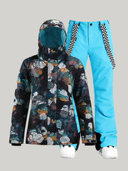 Women's New Style Snow Suit Windproof And Waterproof Quilted Thickened Warm Ski Pants Suit