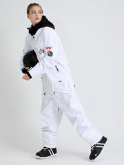 Women's Winter White One Piece Waterproof Snowboard Suit Jumpsuit