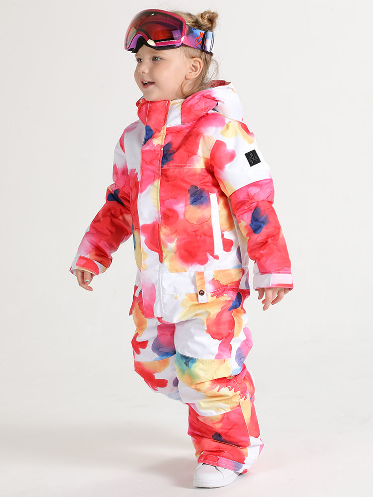 Colorful Cloud Kids One Piece Snowboard Suit Waterproof Windproof Ski Suit