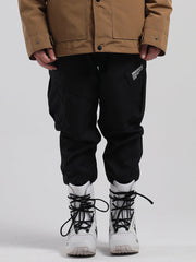 Men's Black Waterproof Warm Loose Thin Breathable And Wear-Resistant Hip-Hop Double-Board Snowboard Pants