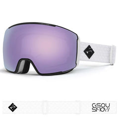 Adult Purple Frameless Anti-Fog Removable Lens Ski Goggles
