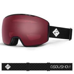 Adult Wine Red Frameless Anti-Fog Removable Lens Ski Goggles