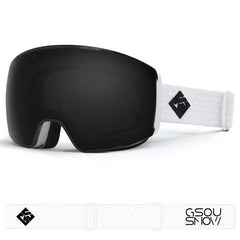Adult Black Frameless Anti-Fog Removable Lens Ski Goggles