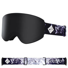 Adult Black Cylindrical Ski Goggles Anti-Fog Interchangeable Lens Frameless Snow Goggles