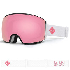 Adult Pink Frameless Anti-Fog Removable Lens Ski Goggles