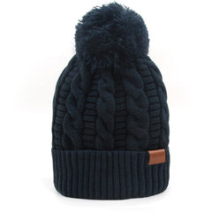 Adult Winter Warm Knit Hat Crochet Hairball Beanie Cap