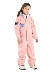 Kid's Pink Ski Suit One Piece Snowsuits Waterproof Ski Jumpsuits