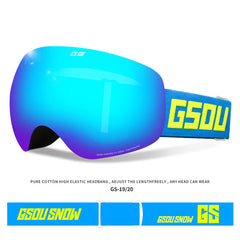 Adult Ski Snowboard Goggles Uv Protection Anti-Fog Wide Spherical Lens