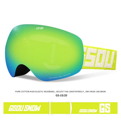 Adult Ski Goggles With Frameless Spherical Uv Anti Fog Lens